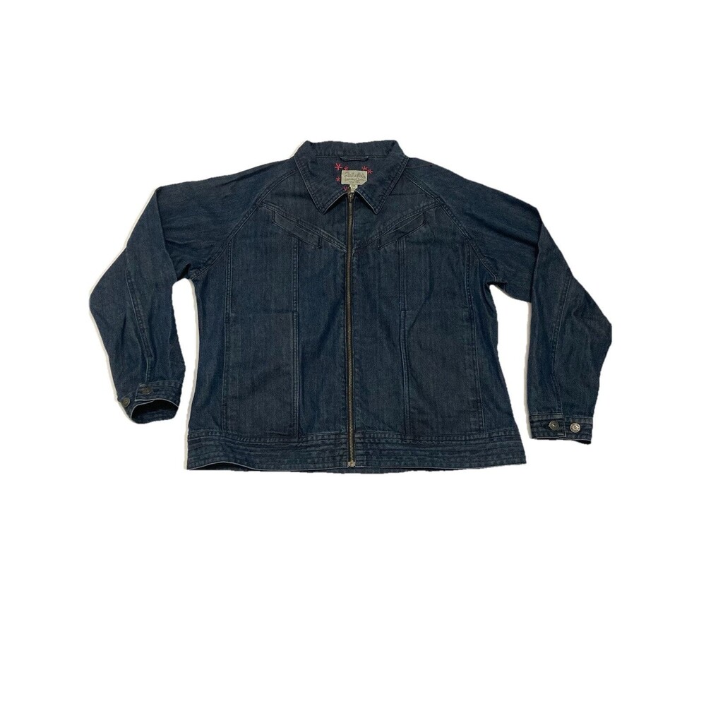 Cabelas Womens 2XL Blue Jean Denim Jacket Cotton Farmer Zip